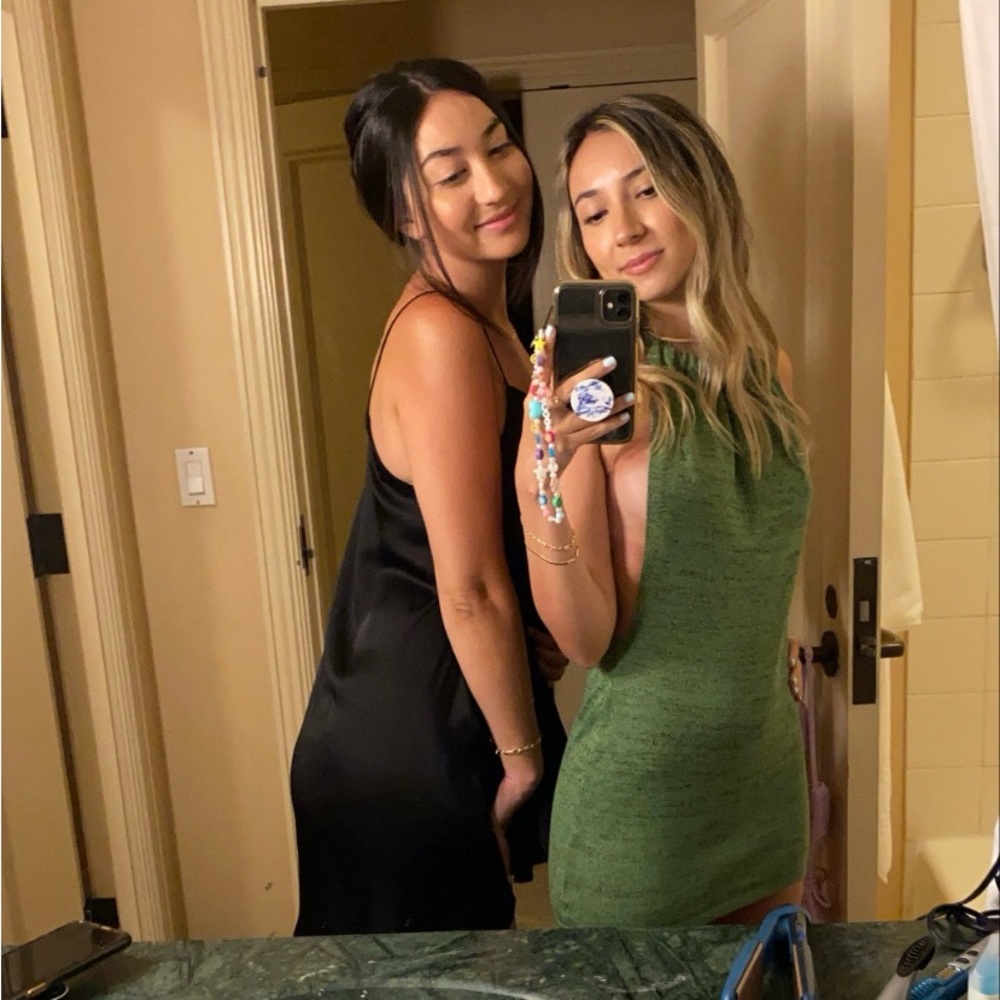 Green halter dress